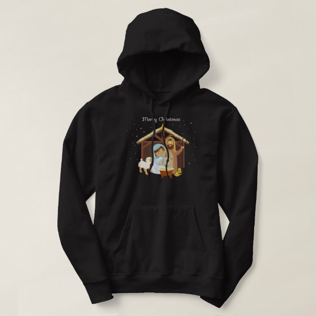 Merry Christmas & Nativity Scene Christian Faith H Hoodie (Design Front)