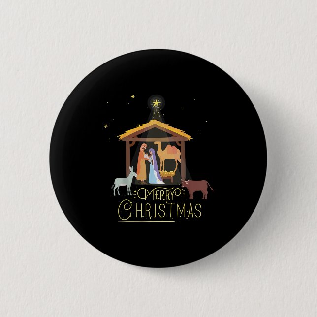 Merry Christmas - Nativity Scene North Star - Baby 6 Cm Round Badge (Front)