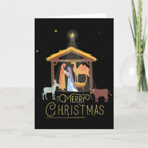 Merry Christmas - Nativity Scene North Star - Baby Card