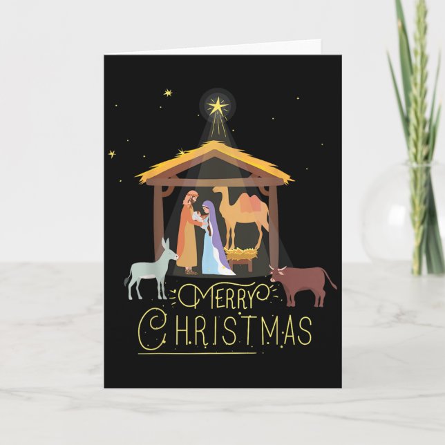 Merry Christmas - Nativity Scene North Star - Baby Card (Front)