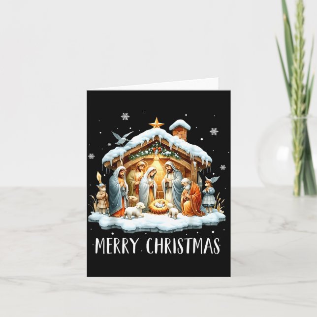 Merry Christmas Nativity Scene North Star Baby Jes Card (Front)