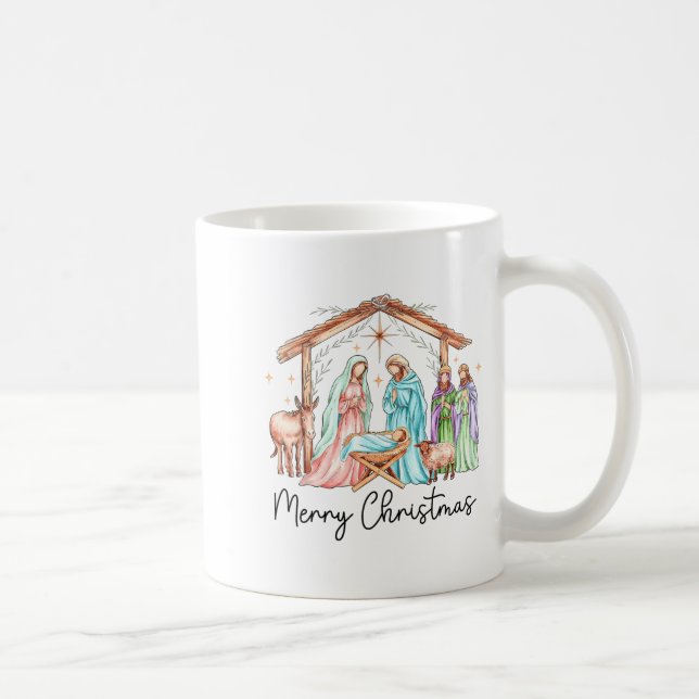 Merry Christmas Nativity Scene North Star Baby Jes Coffee Mug (Right)