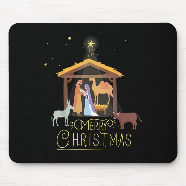 Merry Christmas - Nativity Scene North Star - Baby Mouse Mat (Front)