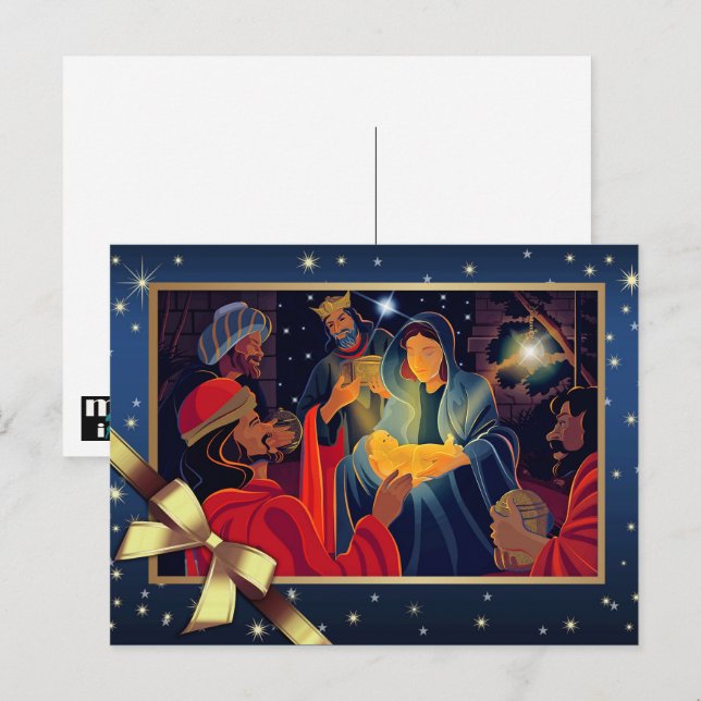 Merry Christmas. Nativity Scene Postcards (Front/Back)
