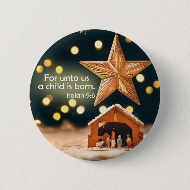 Merry Christmas Nativity Scene Under Star 6 Cm Round Badge (Front)