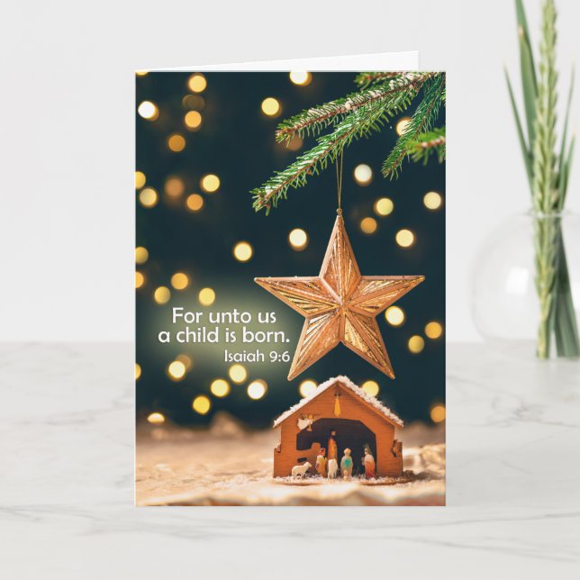 Merry Christmas Nativity Scene Under Star Holiday Card (Front)