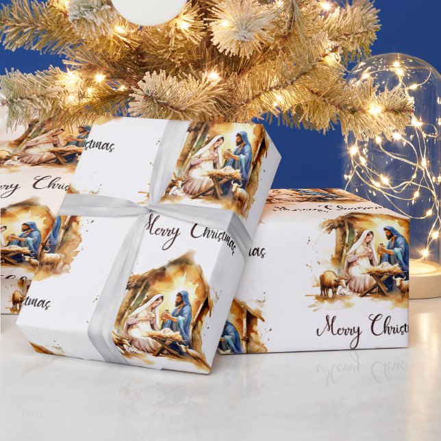 Merry Christmas Nativity Wrapping Paper (Holidays)