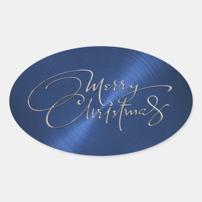 Merry Christmas Navy Blue Sticker Embossed Look (Front)