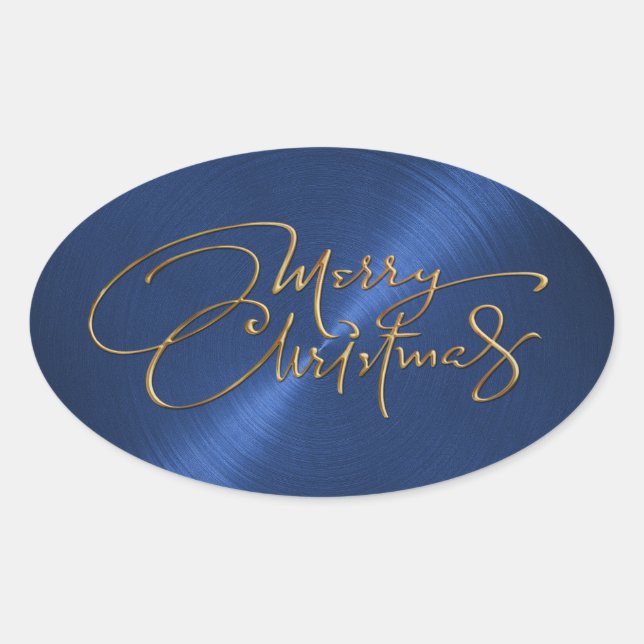 Merry Christmas Navy Blue Sticker Embossed Look (Front)