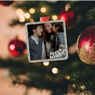 Merry Christmas Navy Cottagecore Metal Tree Decoration