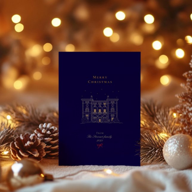 Merry Christmas Navy & Gold Stylish Chic Foil Holiday Card (Merry Christmas Navy & Gold Stylish Chic Foil Holiday Card)