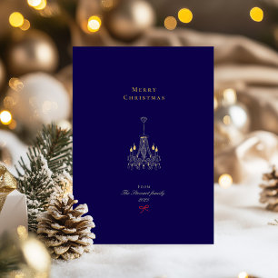 Merry Christmas Navy & Gold Stylish Foil Holiday Card