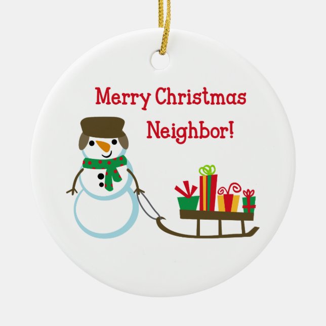 MERRY CHRISTMAS NEIGHBOR CERAMIC TREE DECORATION (Front)