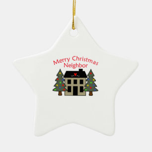 MERRY CHRISTMAS NEIGHBOR CERAMIC TREE DECORATION
