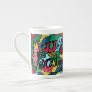 MERRY CHRISTMAS NEUROGRAPHIC & BLACK LINE BONE CHINA MUG