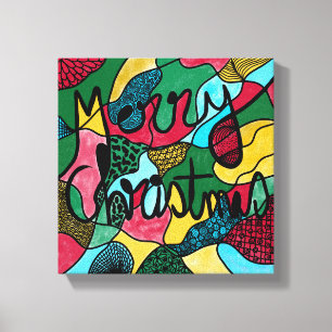 MERRY CHRISTMAS NEUROGRAPHIC & BLACK LINE CANVAS PRINT