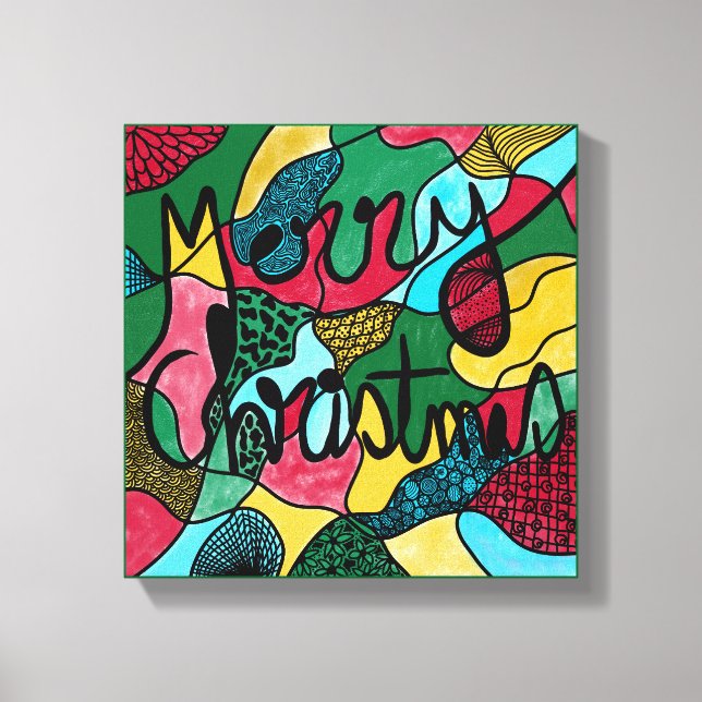 MERRY CHRISTMAS NEUROGRAPHIC & BLACK LINE  CANVAS PRINT (Front)