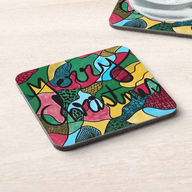 MERRY CHRISTMAS NEUROGRAPHIC & BLACK LINE  COASTER (Left Side)