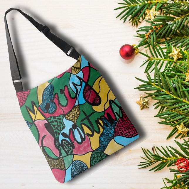 MERRY CHRISTMAS NEUROGRAPHIC & BLACK LINE CROSSBODY BAG (Creator Uploaded)