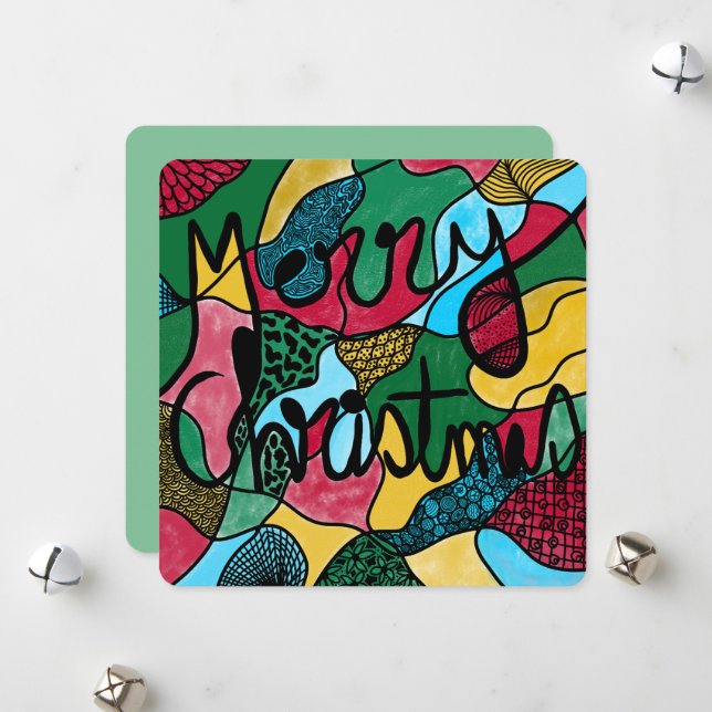 MERRY CHRISTMAS NEUROGRAPHIC & BLACK LINE  HOLIDAY CARD (Front/Back In Situ)