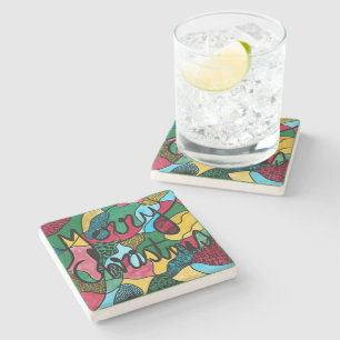 MERRY CHRISTMAS NEUROGRAPHIC & BLACK LINE STONE COASTER