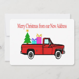 Merry Christmas New address Car and tree Holiday Card