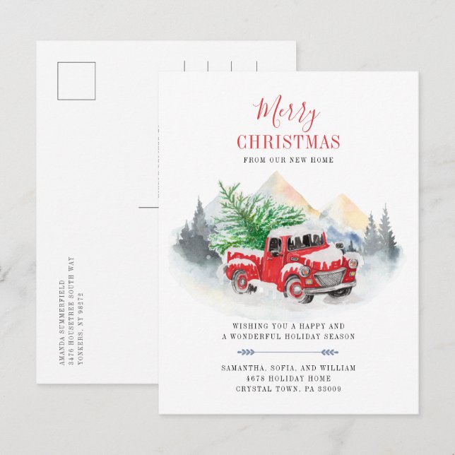Merry Christmas New Address Holiday Moving Announcement Postcard (Front/Back)