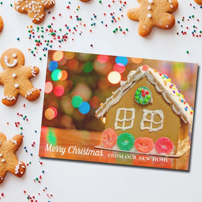 Merry Christmas New Home Address Gingerbread House Holiday Card (Creator Uploaded)