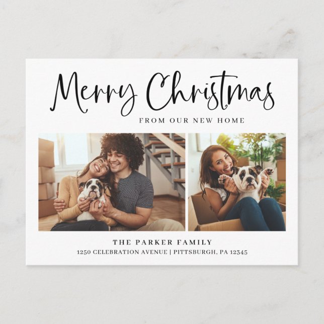 Merry Christmas | New Home Change of Address Photo Holiday Postcard (Front)