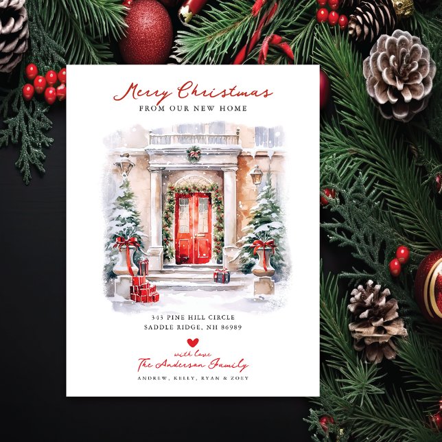 Merry Christmas New Home Moving  Announcement Postcard (Creator Uploaded)