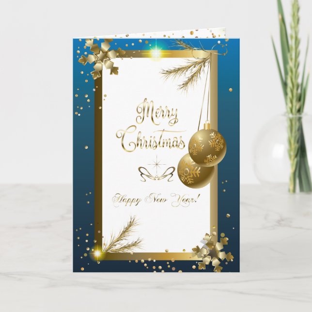 Merry Christmas & New Year! 2023 Gold Luxury Holiday Card (Front)