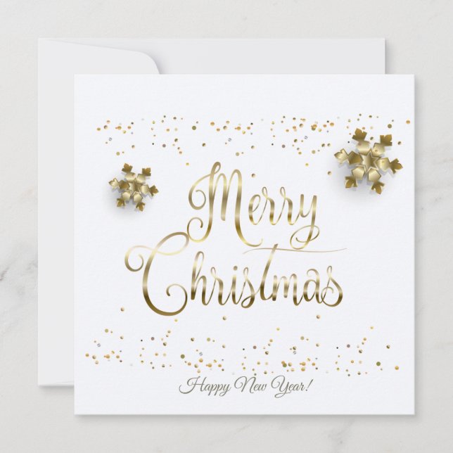 Merry Christmas & New Year! 2025 Gold Snowflakes Holiday Card (Front)
