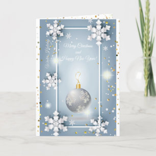 Merry Christmas & New Year! 2026 Silver Luxury Holiday Card