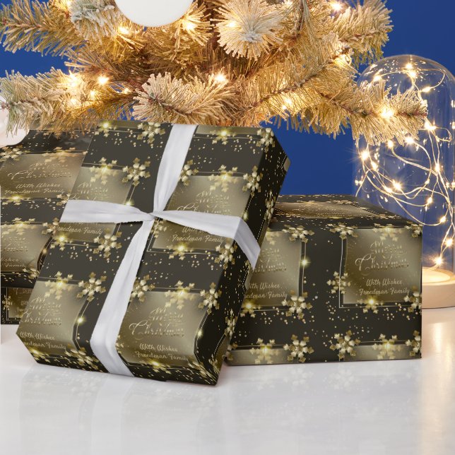 Merry Christmas & New Year! 20XX Gold Snow Luxury Wrapping Paper (Holidays)