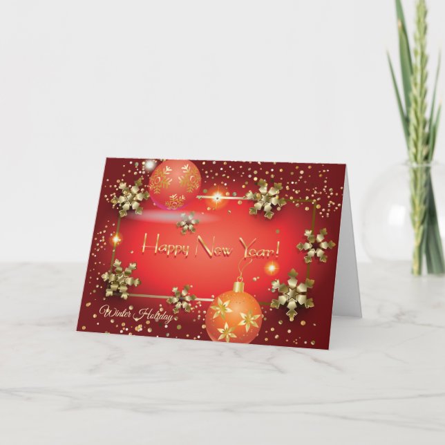 Merry Christmas & New Year! 20XX Silver Luxury Holiday Card (Front)