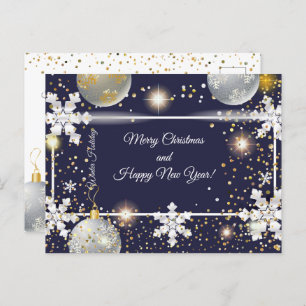 Merry Christmas & New Year! 20XX Silver Luxury Holiday Postcard