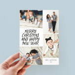 Merry Christmas New Year 4 Photo Collage Holiday Card<br><div class="desc">This stylish and festive multi-photo holiday card features handwritten styled type with a photo collage showcasing 4 of your photos. The back side features a floating dot pattern in matching colours. Just add your photos and text with a few taps and clicks and you're done. To customise even further, click...</div>