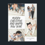 Merry Christmas New Year 4 Photo Collage Holiday Postcard<br><div class="desc">This stylish and festive multi-photo holiday postcard features handwritten styled type with a photo collage showcasing 4 of your photos. On the back, add your return address and a pre-printed custom message for easy and quick holiday card mailing. Just add your photos and text with a few taps and clicks...</div>