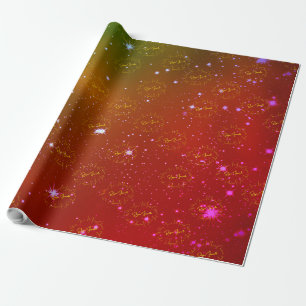 Merry Christmas New Year Bright Stars Rainbow Wrapping Paper