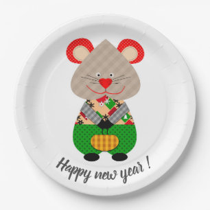 Merry Christmas, new year, Christmas, merry, rat Paper Plate