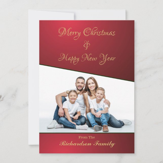 Merry Christmas New Year Family Photo Custom Holiday Card (Front)