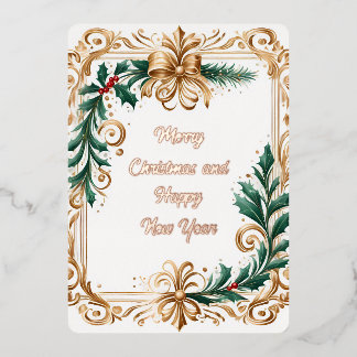 merry christmas + new year foil holiday card