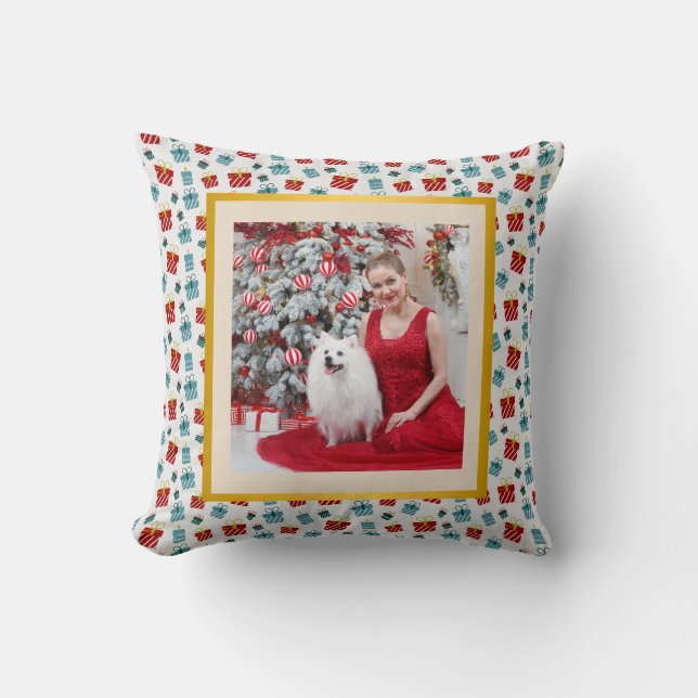Merry Christmas & New Year gift background pattern Cushion (Front)