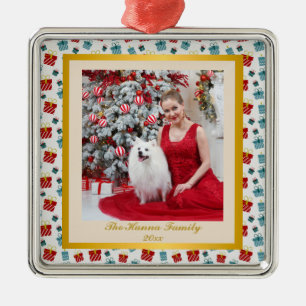 Merry Christmas & New Year gift background pattern Metal Tree Decoration