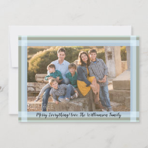 Merry Christmas New Year Modern Plaid Family Photo Holiday Card