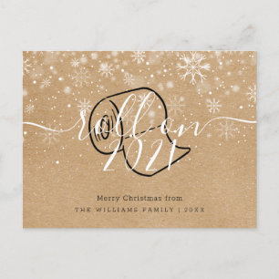 Merry Christmas New Year Rustic Roll On Fun Invitation Postcard