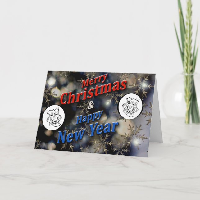 Merry Christmas New Year Silver with Photos Holiday Card (Front)
