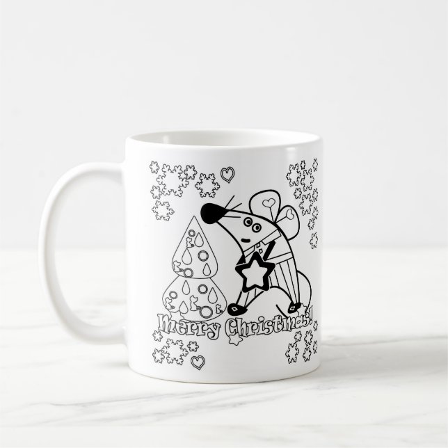 Merry Christmas New Year Symbol Mouse Cartoon cute Coffee Mug (Left)