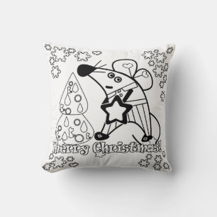 Merry Christmas New Year Symbol Mouse Cartoon cute Cushion