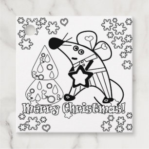 Merry Christmas New Year Symbol Mouse Cartoon cute Favour Tags